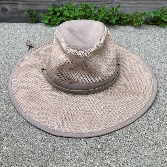 GOLDCOAST SUNWEAR Vented Fedora Sun Hat Unisex One Size Beige Lightweight Strap - Picture 1 of 8